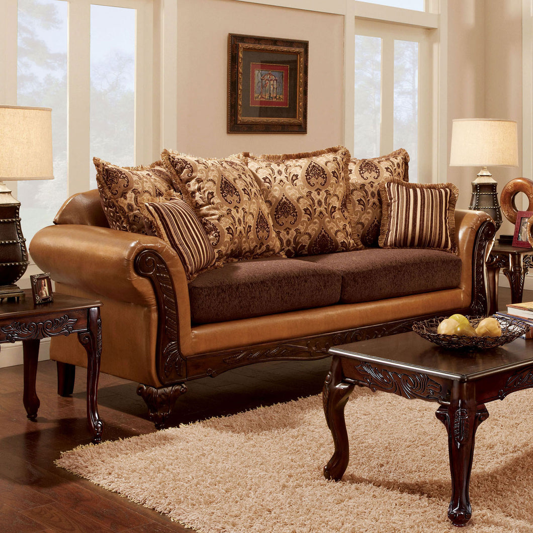 ISABELLA Dark Brown/Camel/Dark Cherry Sofa