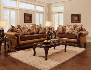 ISABELLA Camel, Dark Brown Sofa + Love Seat