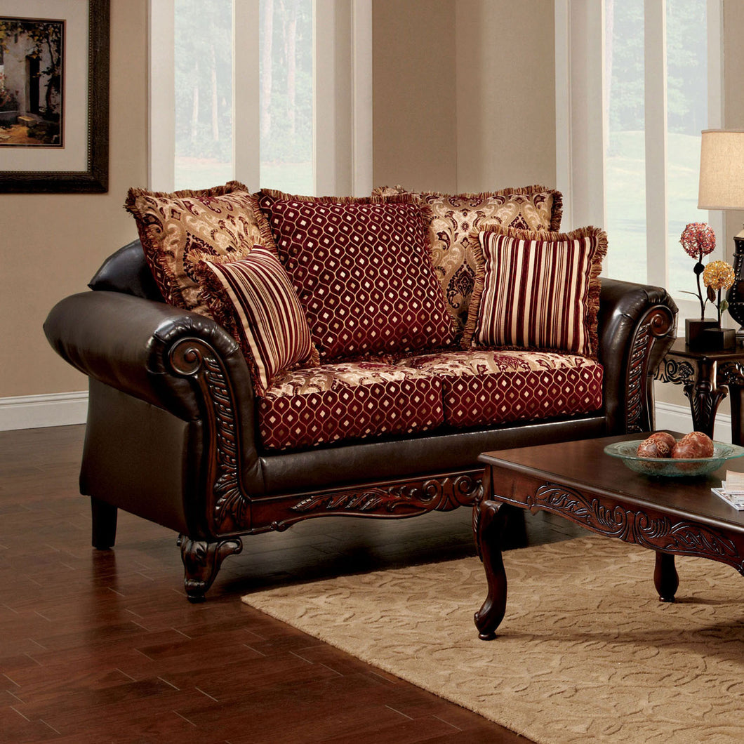 ELLIS Burgundy/Brown/Dark Cherry Love Seat