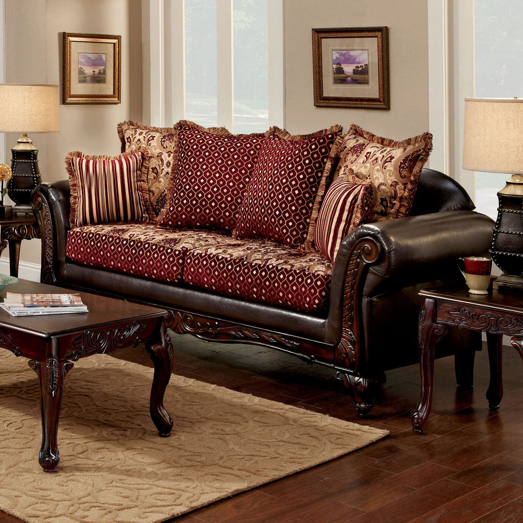 ELLIS Burgundy/Brown/Dark Cherry Sofa