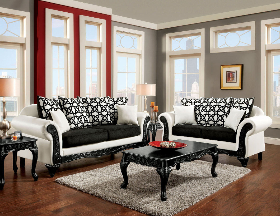 DOLPHY Black/White Sofa + Love Seat