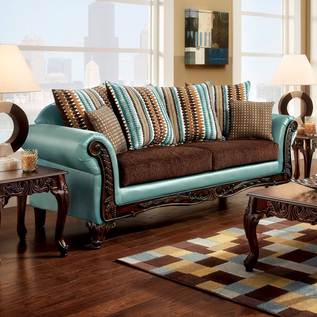 MULLIGAN Dark Brown/Teal/Dark Cherry Sofa