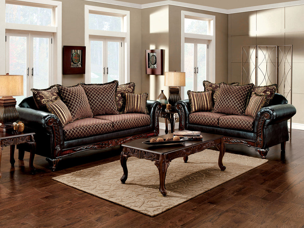 San Roque Brown/Espresso/Dark Cherry Sofa + Love Seat