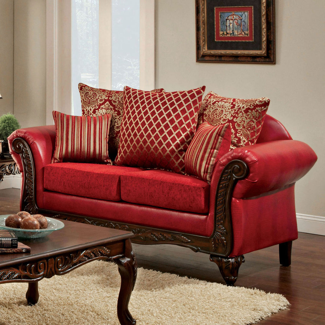 Marcus Red/Dark Cherry Love Seat