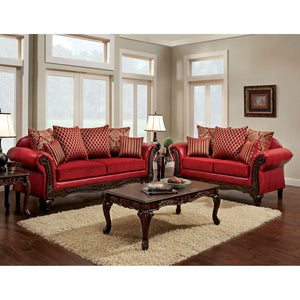 Marcus Red/Dark Cherry Sofa + Love Seat